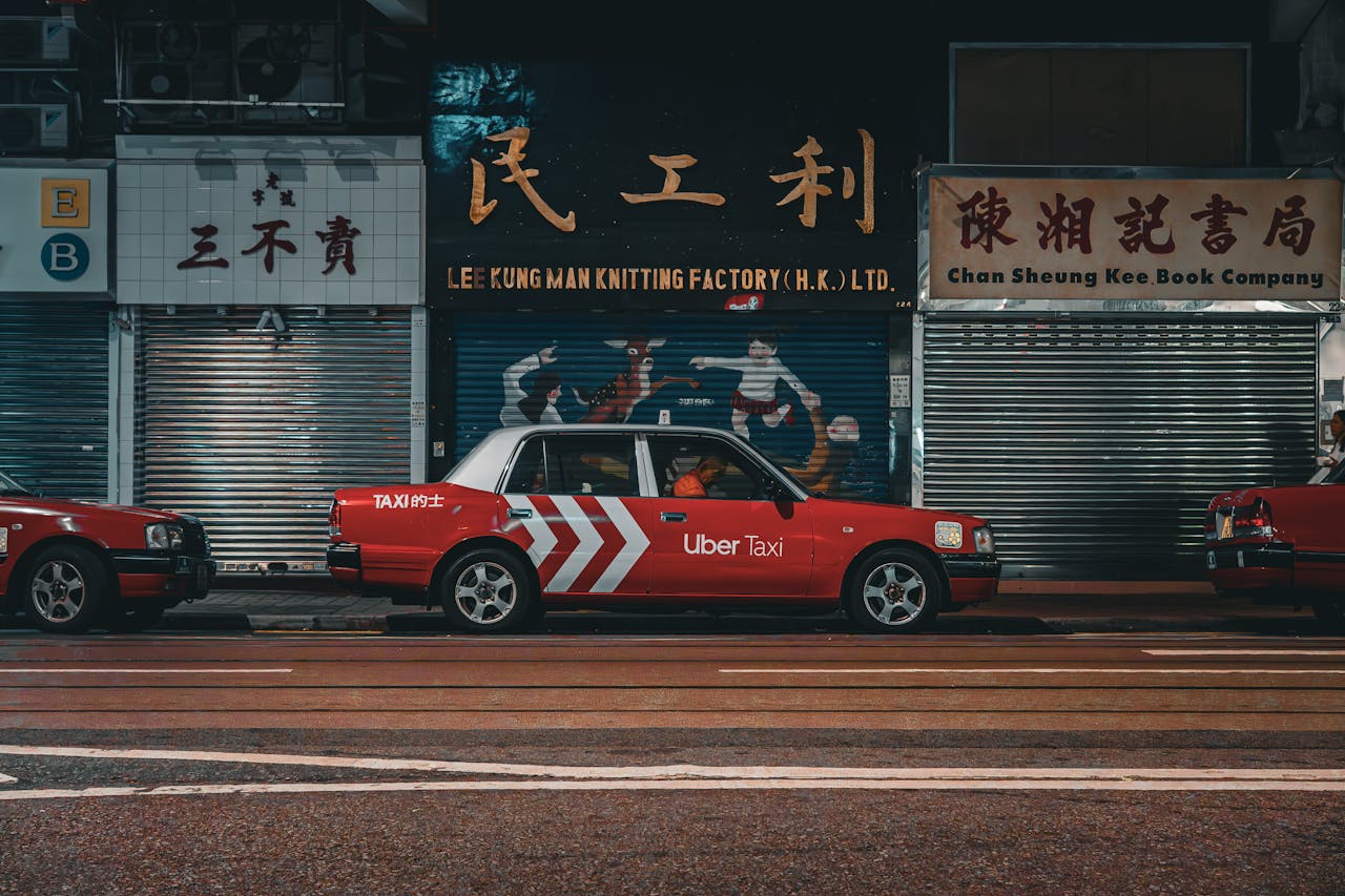 Red uber Taxi